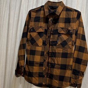 Women's Truewerk gold and Black Plaid Button-Down Shirt